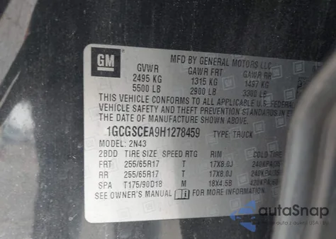 2017 Chevrolet Colorado Lt из США, поврежденный, VIN 1GCGSCEA9H1278459